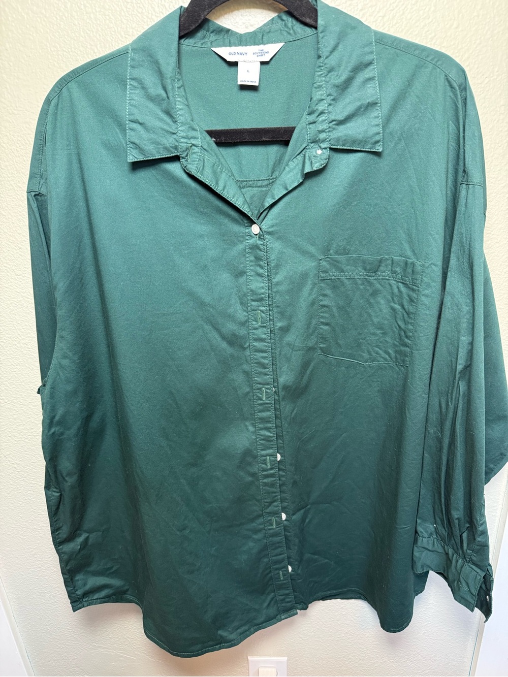 Old Navy Boyfriend Shirt Women’s Large Green Button Down Oversized
